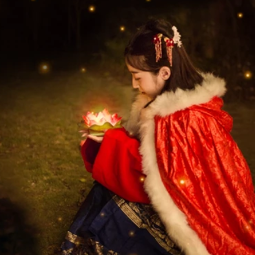 月色下放蓮花女生頭像，唯美古風(fēng)真人頭像