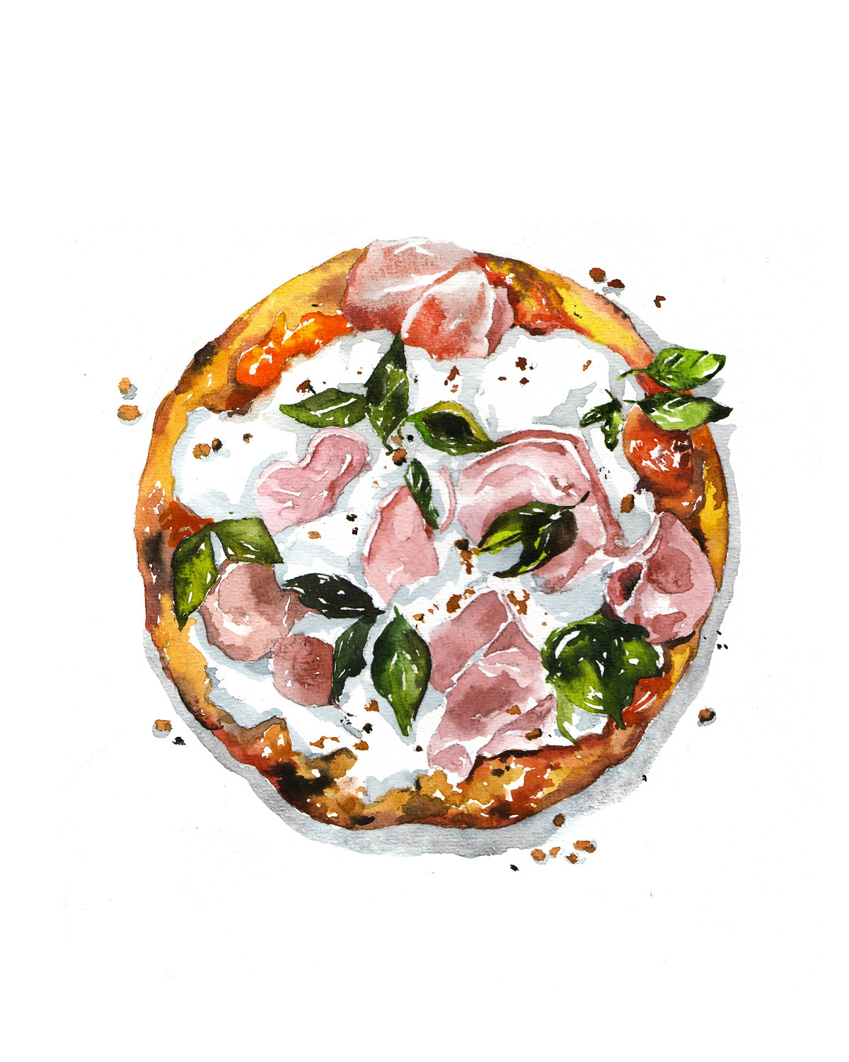 精致逼真的食物水彩插畫，淡雅手繪插畫圖片