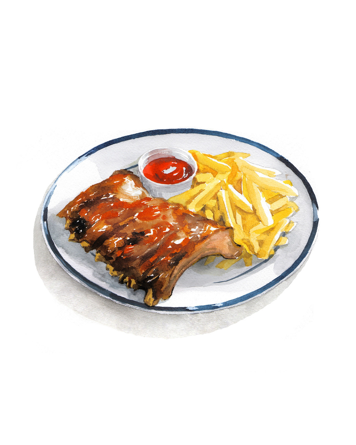 精致逼真的食物水彩插畫，淡雅手繪插畫圖片