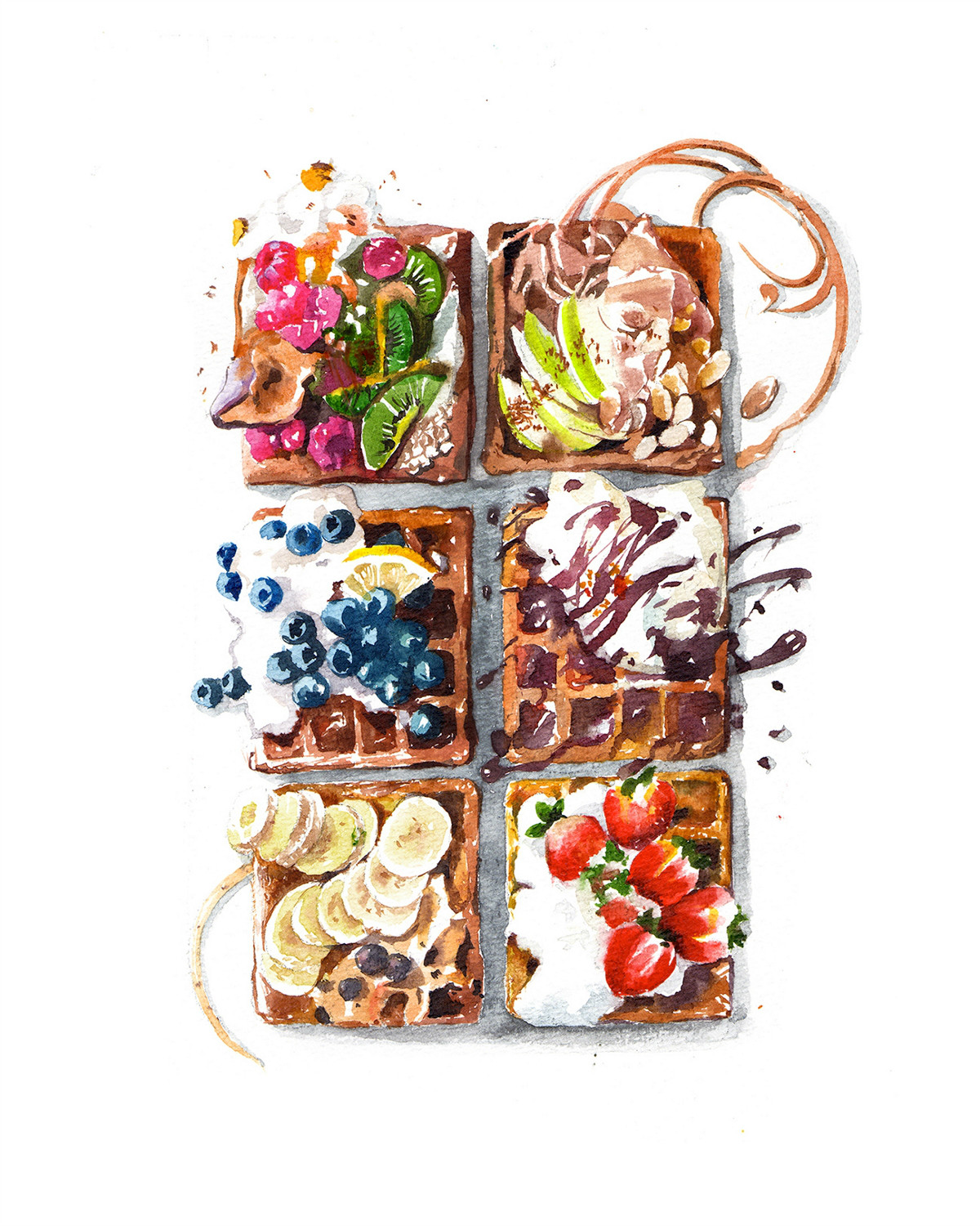 精致逼真的食物水彩插畫，淡雅手繪插畫圖片