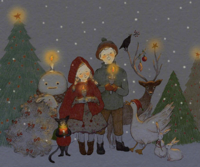 下雪了靜靜賞雪·手繪彩鉛插畫(huà)欣賞