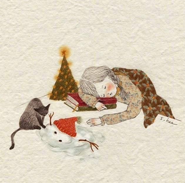 下雪了靜靜賞雪·手繪彩鉛插畫(huà)欣賞