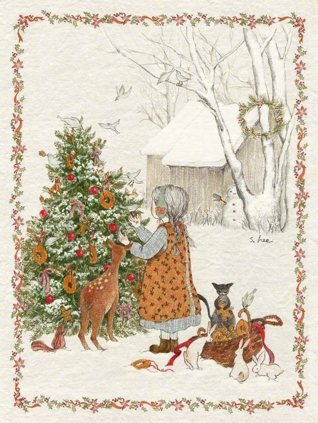 下雪了靜靜賞雪·手繪彩鉛插畫(huà)欣賞