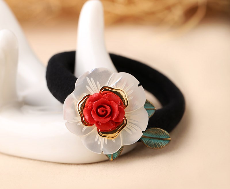 和顏悅色發(fā)圈，復古玫瑰花朵發(fā)圈頭飾