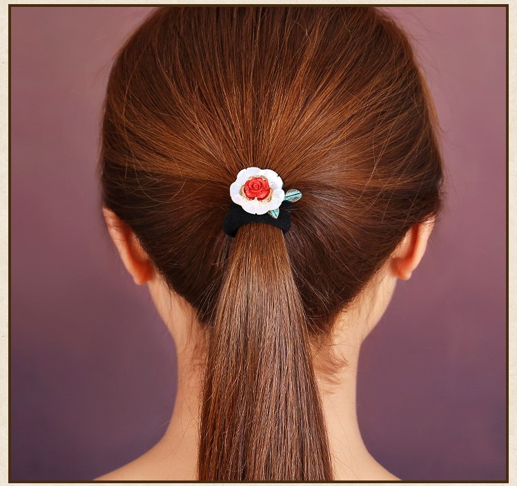 和顏悅色發(fā)圈，復古玫瑰花朵發(fā)圈頭飾
