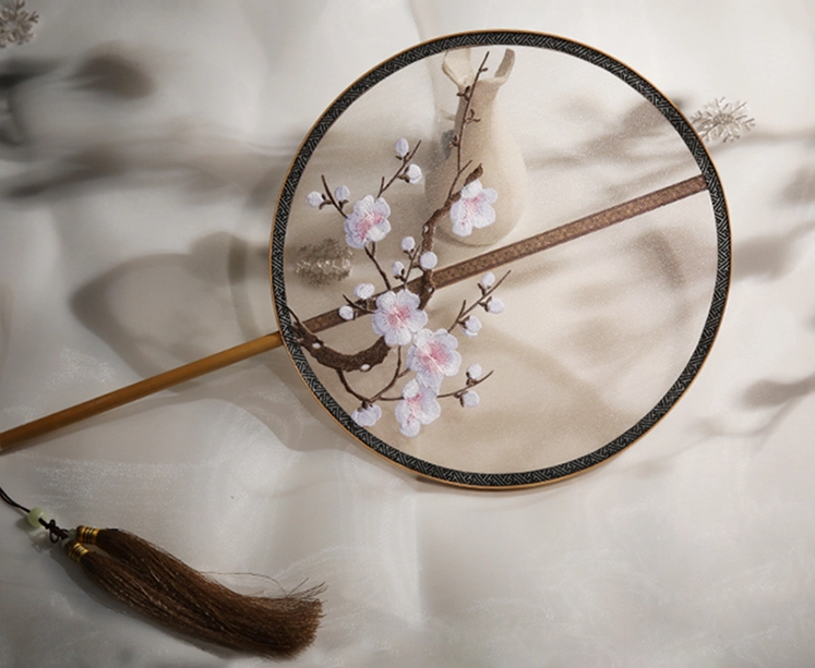 五款家佳樂文學(xué)刺繡團扇，蘇繡繡花宮扇扇子