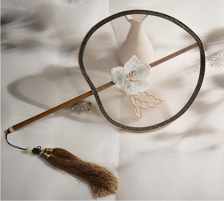 五款家佳樂文學(xué)刺繡團扇，蘇繡繡花宮扇扇子