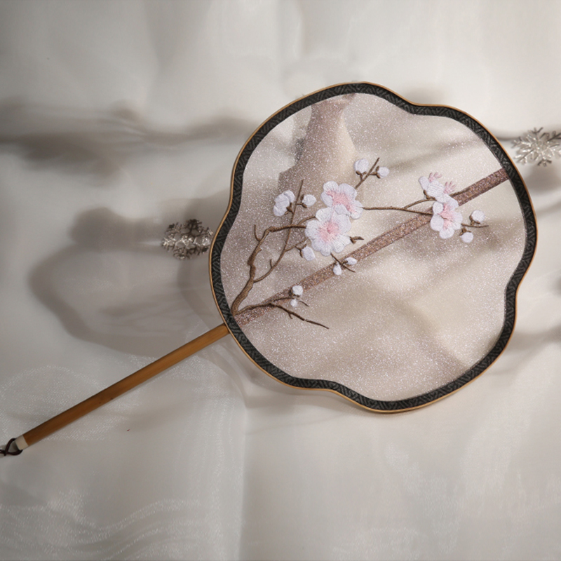 五款家佳樂文學(xué)刺繡團扇，蘇繡繡花宮扇扇子