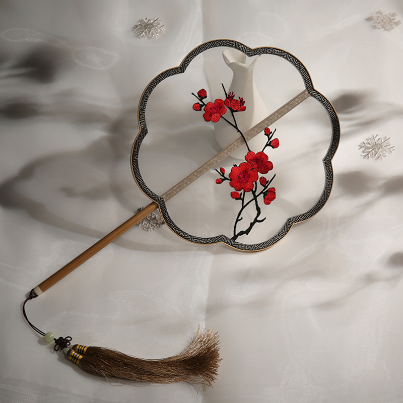 五款家佳樂文學(xué)刺繡團扇，蘇繡繡花宮扇扇子