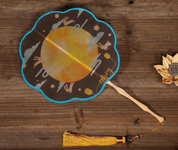 六款花式形狀團(tuán)扇，家佳樂文學(xué)雙面古典扇子