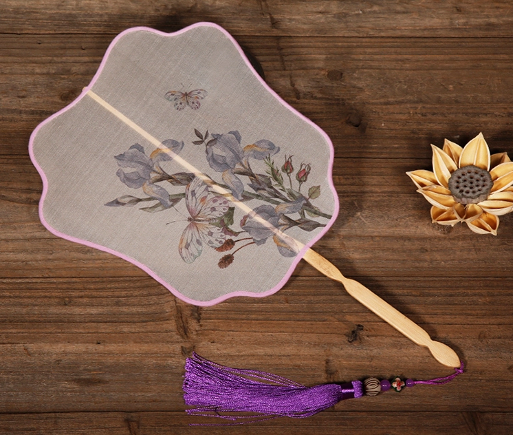 六款花式形狀團(tuán)扇，家佳樂文學(xué)雙面古典扇子