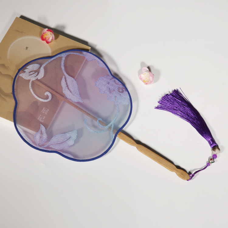 淡雅紫文藝團扇，家佳樂文學絕美古風扇子
