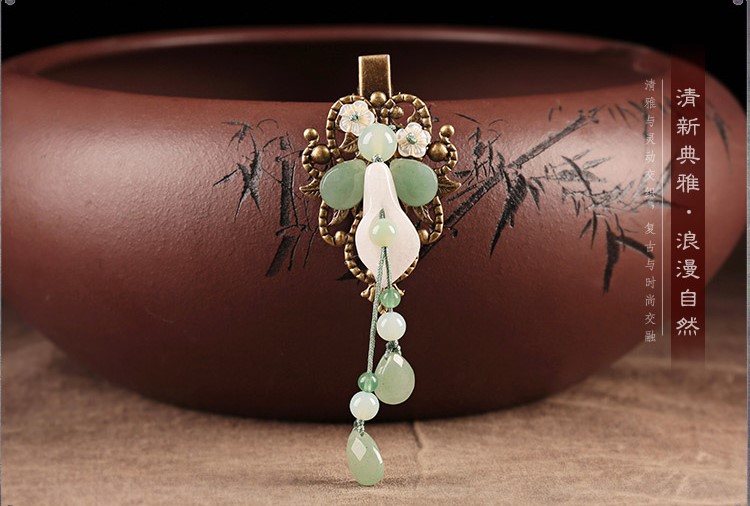 清新典雅蓮依發(fā)夾，馬蹄蓮花發(fā)夾頭飾