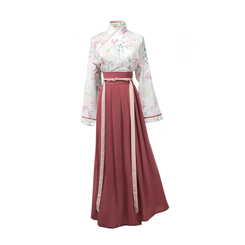 唯美印花交領(lǐng)襦裙?jié)h服，清新齊腰漢服圖片