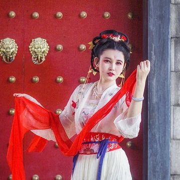 嬌艷朱紅女生頭像，唯美古風(fēng)真人頭像