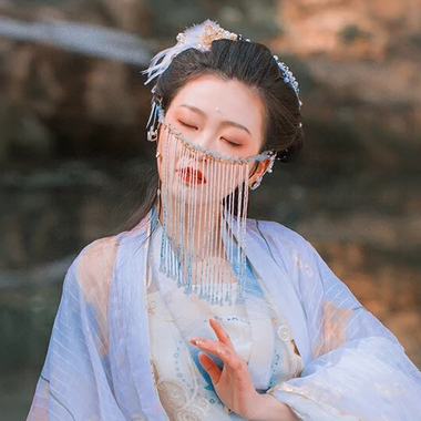 珠簾蒙面女生頭像，唯美古風真人頭像