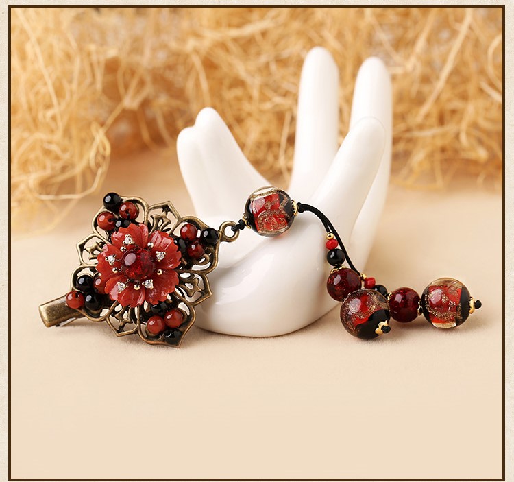 神采飛揚(yáng)發(fā)夾，火紅古典古風(fēng)頭飾