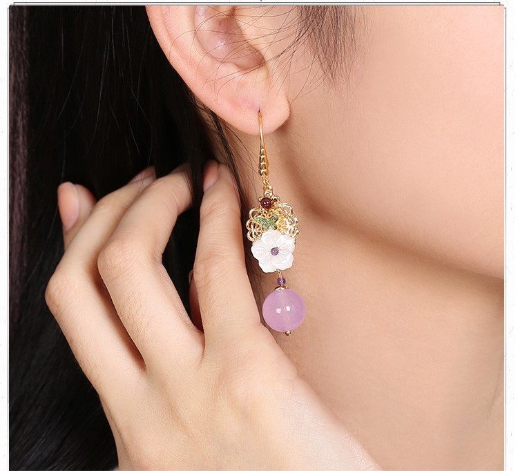 旖然雅意耳環(huán)，清新氣質(zhì)花朵耳環(huán)首飾