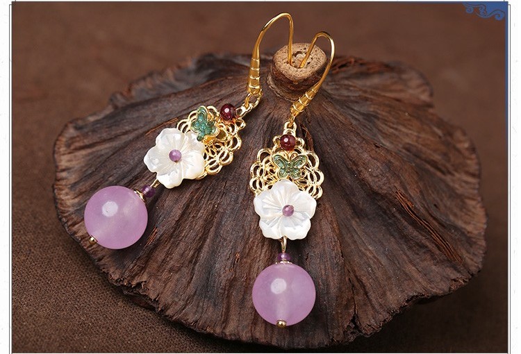 旖然雅意耳環(huán)，清新氣質(zhì)花朵耳環(huán)首飾