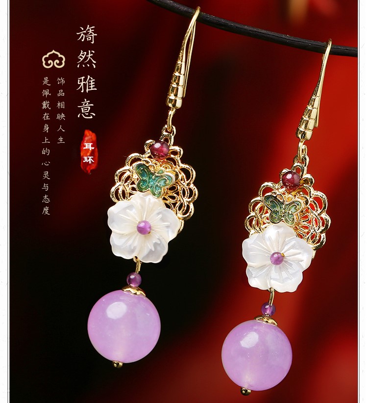 旖然雅意耳環(huán)，清新氣質(zhì)花朵耳環(huán)首飾