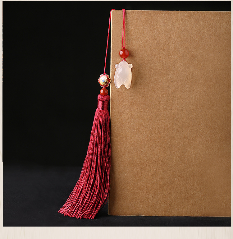 古典流蘇解元書(shū)簽，蟬韻柔美紅色書(shū)簽飾品