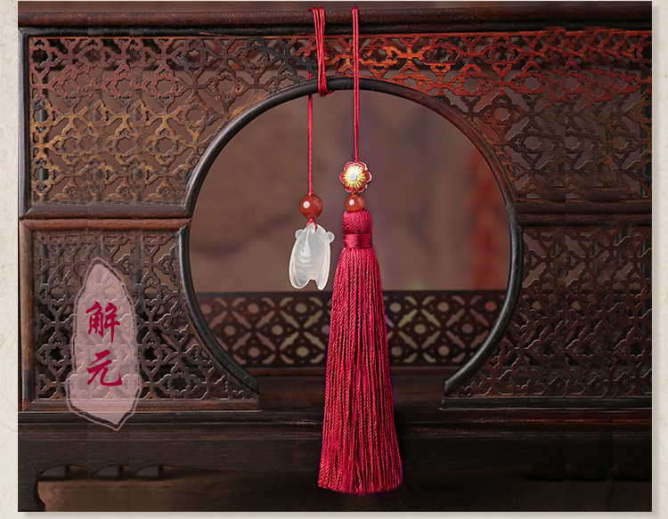 古典流蘇解元書(shū)簽，蟬韻柔美紅色書(shū)簽飾品