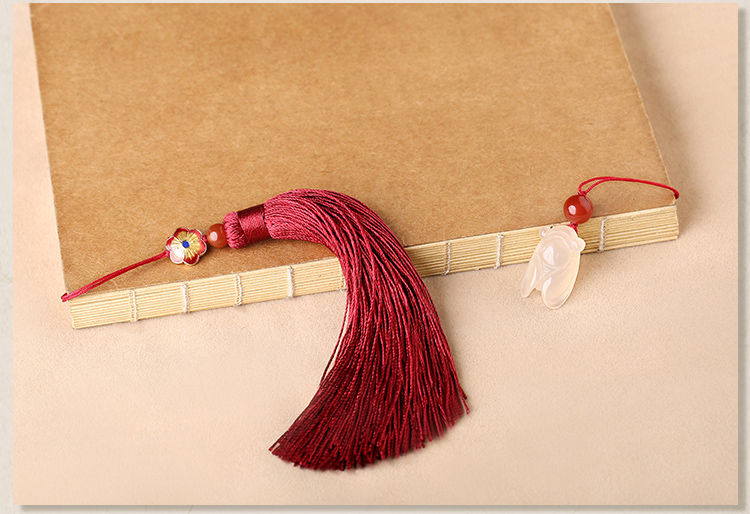 古典流蘇解元書(shū)簽，蟬韻柔美紅色書(shū)簽飾品