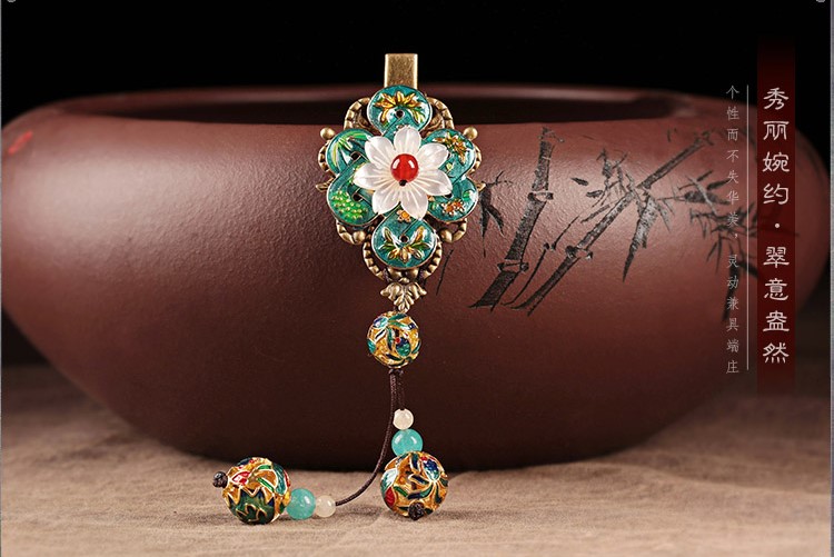 翠意盎然發(fā)夾，古典家佳樂文學花朵頭飾