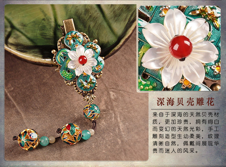 翠意盎然發(fā)夾，古典家佳樂文學花朵頭飾