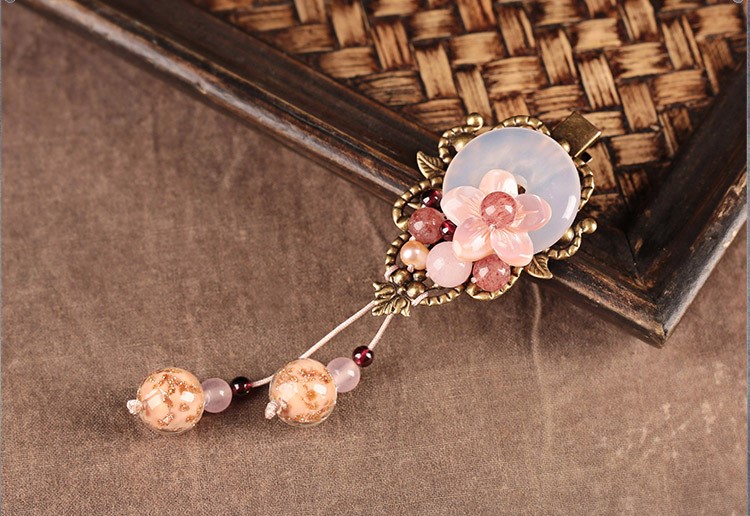 浪漫柔美發(fā)夾，粉色清新花朵頭飾