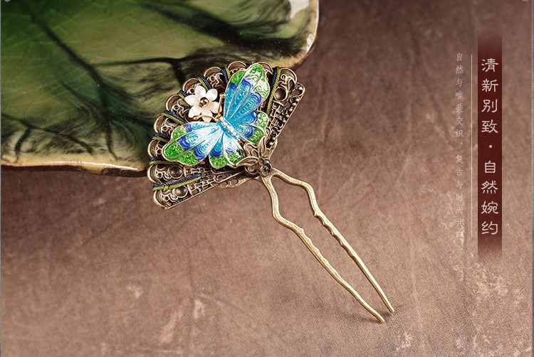 清新別致蝴蝶發(fā)釵，古典古風蝶音頭飾