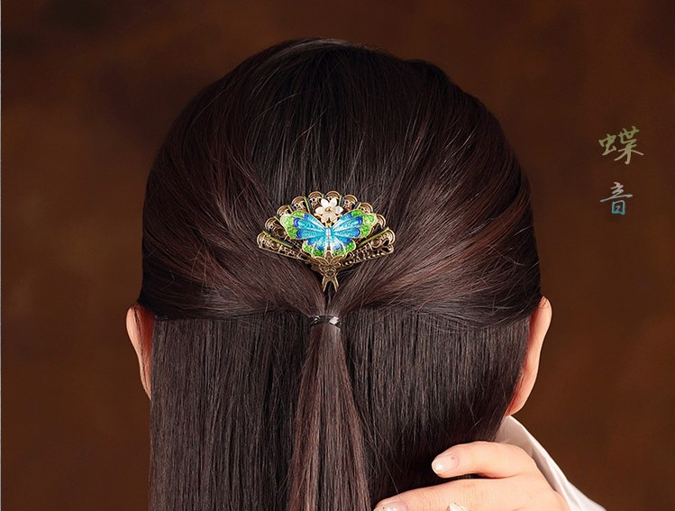清新別致蝴蝶發(fā)釵，古典古風蝶音頭飾