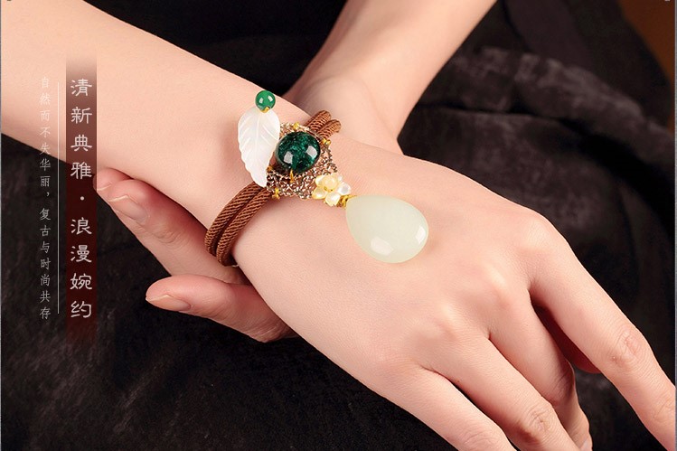 典雅別致手鏈，樹葉吊墜手鏈飾品