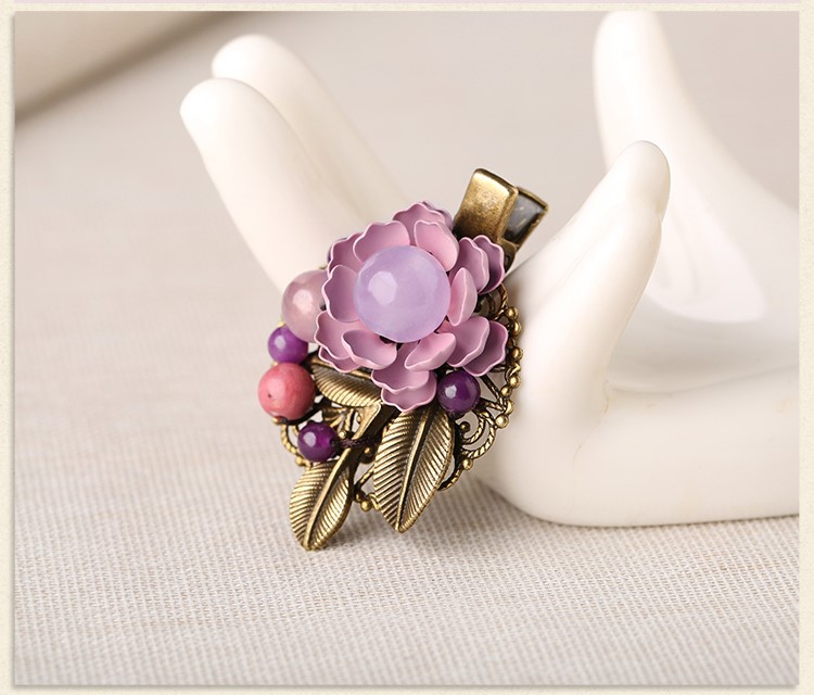復古時尚花朵發(fā)夾，氣質淑女淡紫頭飾