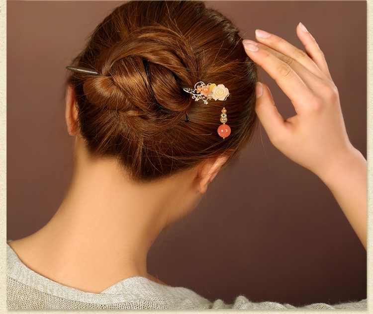 宮廷氣質(zhì)木簪子，氣質(zhì)花朵盤發(fā)簪子頭飾