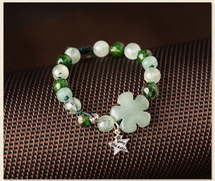 簡約時尚森系手鏈，清新淡綠手串飾品