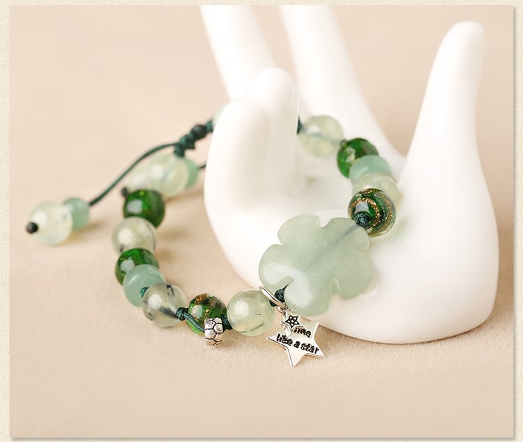 簡約時尚森系手鏈，清新淡綠手串飾品