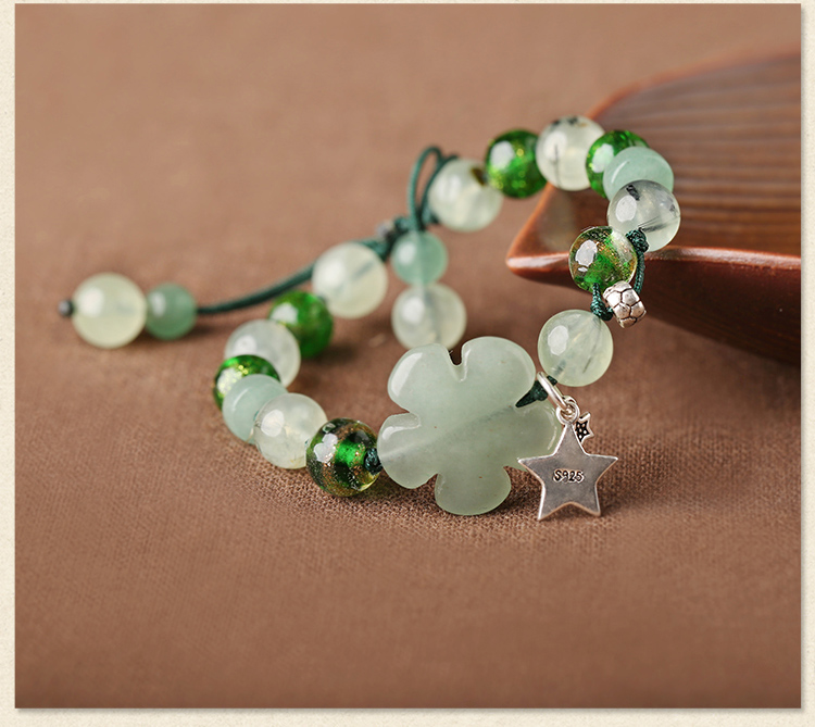 簡約時尚森系手鏈，清新淡綠手串飾品
