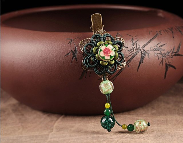 古典繡春發(fā)夾：家佳樂文學(xué)流蘇花朵發(fā)夾頭飾