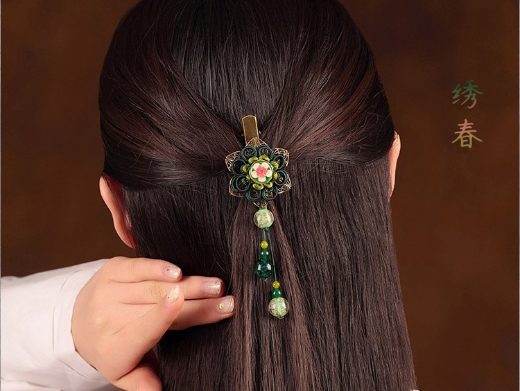古典繡春發(fā)夾：家佳樂文學(xué)流蘇花朵發(fā)夾頭飾