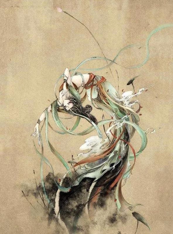 古典唯美插畫(huà)：杉澤的家佳樂(lè)文學(xué)水墨百鬼圖插畫(huà)