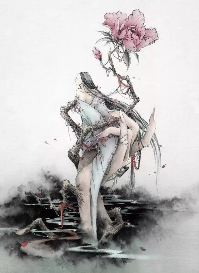 古典唯美插畫(huà)：杉澤的家佳樂(lè)文學(xué)水墨百鬼圖插畫(huà)