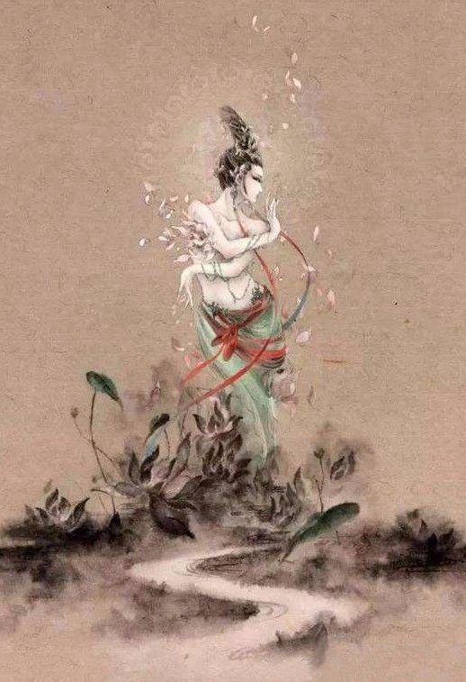 古典唯美插畫(huà)：杉澤的家佳樂(lè)文學(xué)水墨百鬼圖插畫(huà)