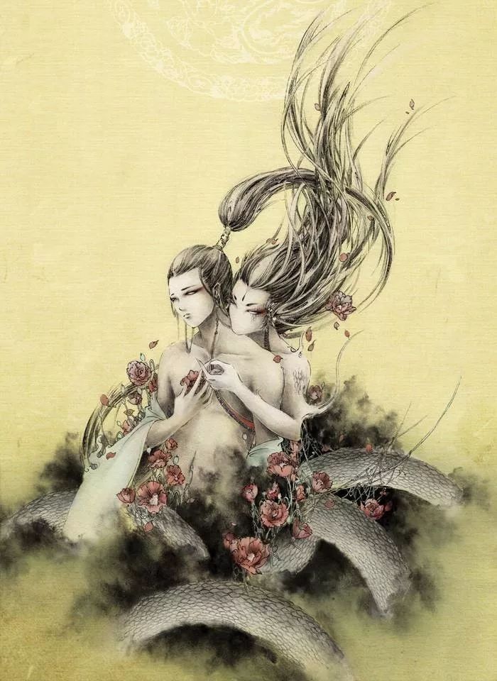 古典唯美插畫(huà)：杉澤的家佳樂(lè)文學(xué)水墨百鬼圖插畫(huà)