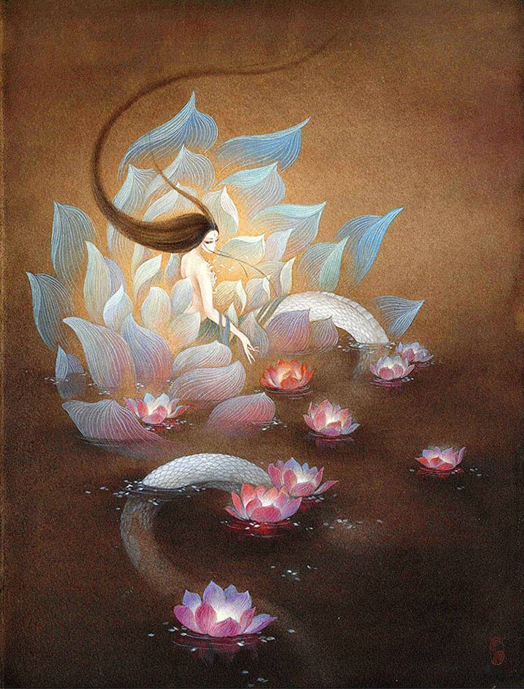 古典唯美插畫：杉澤的家佳樂文學水墨百鬼圖插畫