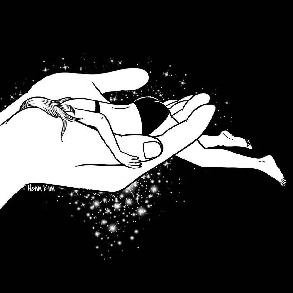 一組扎心黑色治愈系漫畫，看哭了的黑白插畫