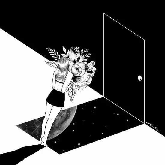 一組扎心黑色治愈系漫畫，看哭了的黑白插畫