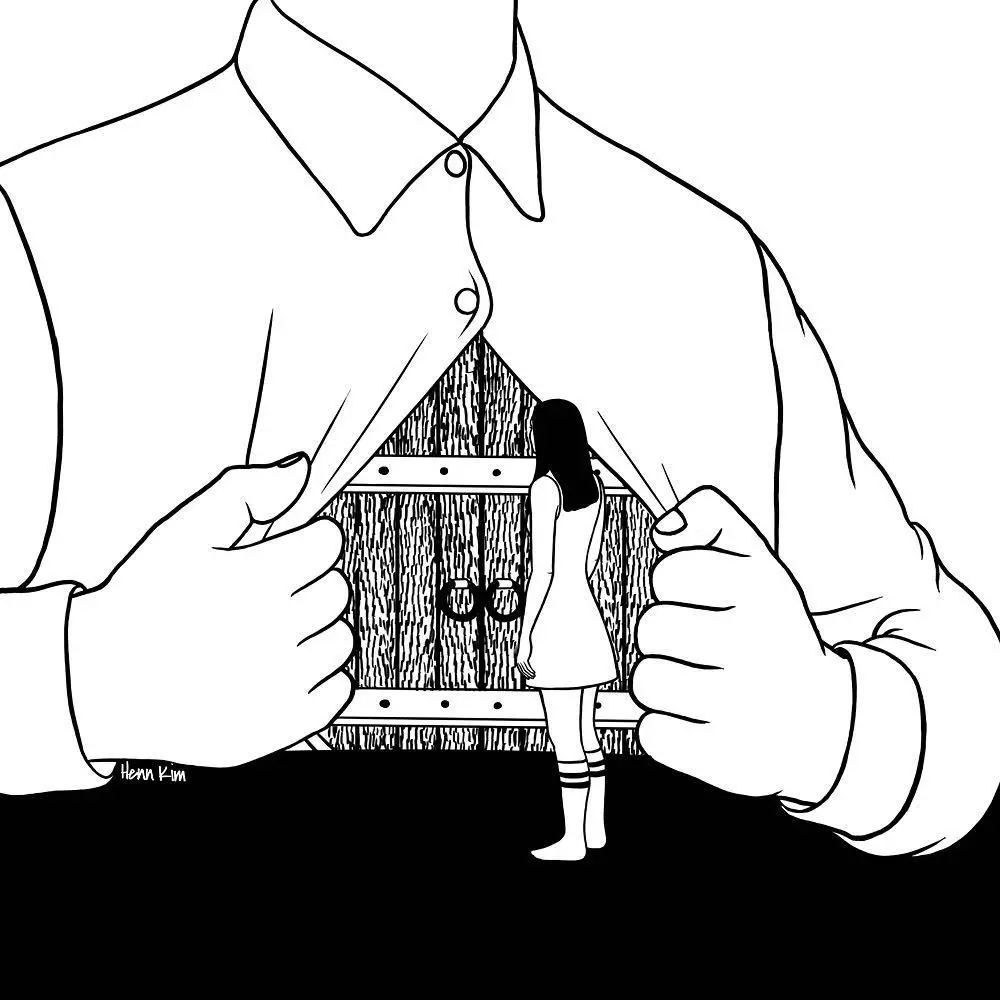 一組扎心黑色治愈系漫畫，看哭了的黑白插畫