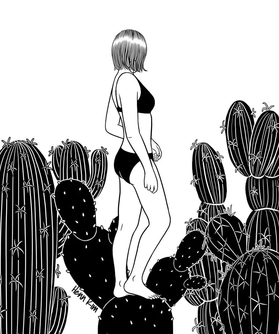 一組扎心黑色治愈系漫畫，看哭了的黑白插畫