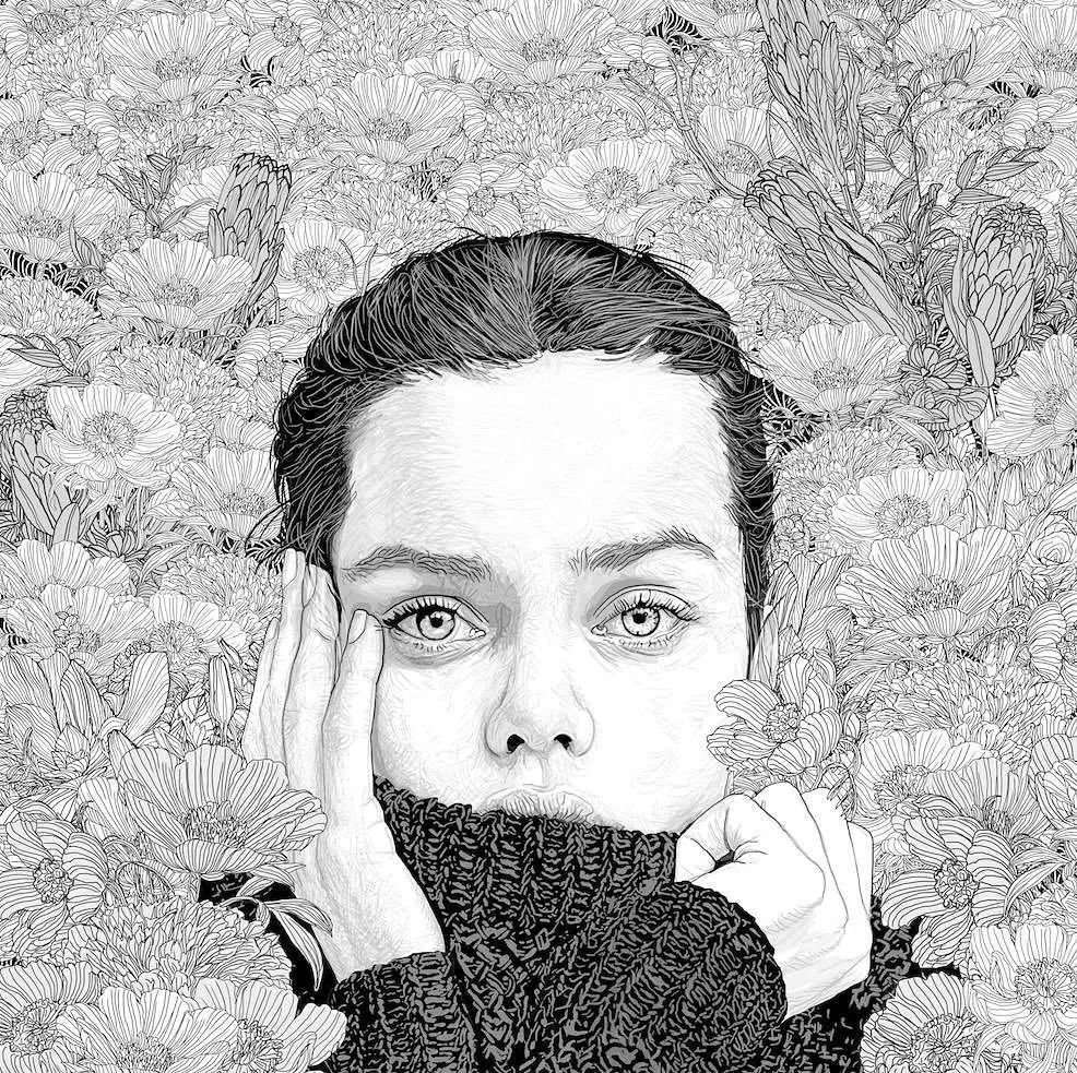 美人與花插畫：用線條淋漓盡致展現(xiàn)女性魅力！